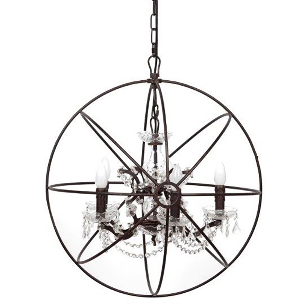 Люстра Foucaults Orb Crystal (60*55*50) Люстра Foucaults Orb Crystal (60*55*50)Люстры<br>Небольшая темно-коричневая люстра FOUCAULTS <br>ORB CRYSTAL названа в честь физика Леона Фуко, <br>который исследовал вращение Земли. Железные <br>«орбиты» и светящееся «ядро» из лампочек <br>напоминают о первых моделях Солнечной системы. <br>Каркас люстры цвета старинной ржавчины <br>придаёт ей винтажный вид, внутри — множество <br>ограненных и отполированных прозрачных <br>стеклянных подвесок, которые красиво преломляют <br>свет. Лампочки в форме пламени (не включены <br>в комплект) установливаются в патроны, имитирующие <br>восковые свечи. Предназначена для использования <br>со светодиодными лампами Подключается <br>к электрической сети через скрытую в потолке <br>проводку. Цепь включена в комплект, при <br>необходимости (для подвешивания на очень <br>высоком потолке) можно приобрести дополнительную <br>удлиняющую цепь. Требуется сборка. Купите <br>люстру FOUCAULTS ORB CRYSTAL — она элегантно впишется <br>в интерьер любого, в том числе, современного <br>стиля.<br><br>Цвет: Коричневый<br>Материал: Железо, Китайский хрусталь, Стекло<br>Вес кг: 5,7<br>Длина см: 60<br>Ширина см: 55<br>Высота см: 50