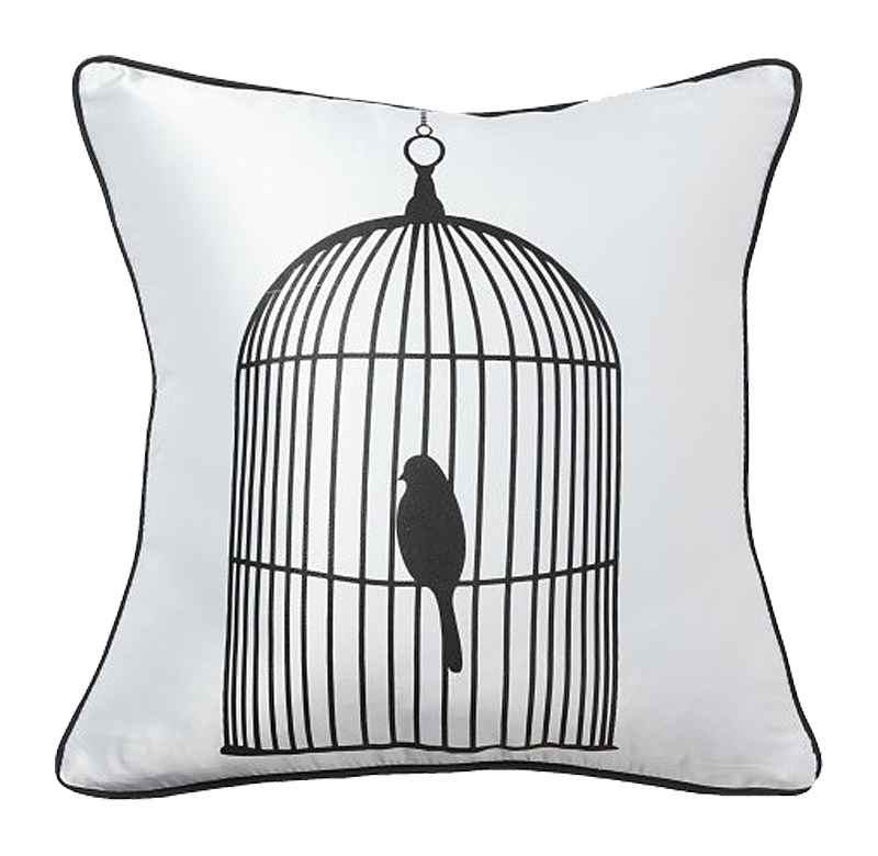 Подушка с птичкой в клетке Birdie In A Cage White Подушка с птичкой в клетке Birdie In A Cage White