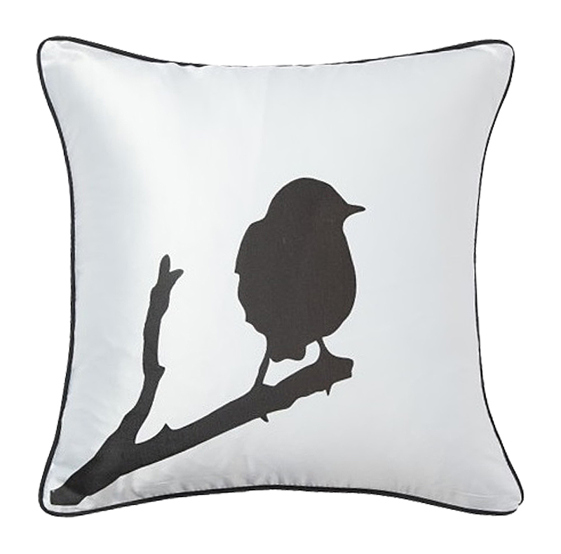 Подушка с птичкой на ветке Lone Bird White Подушка с птичкой на ветке Lone Bird White