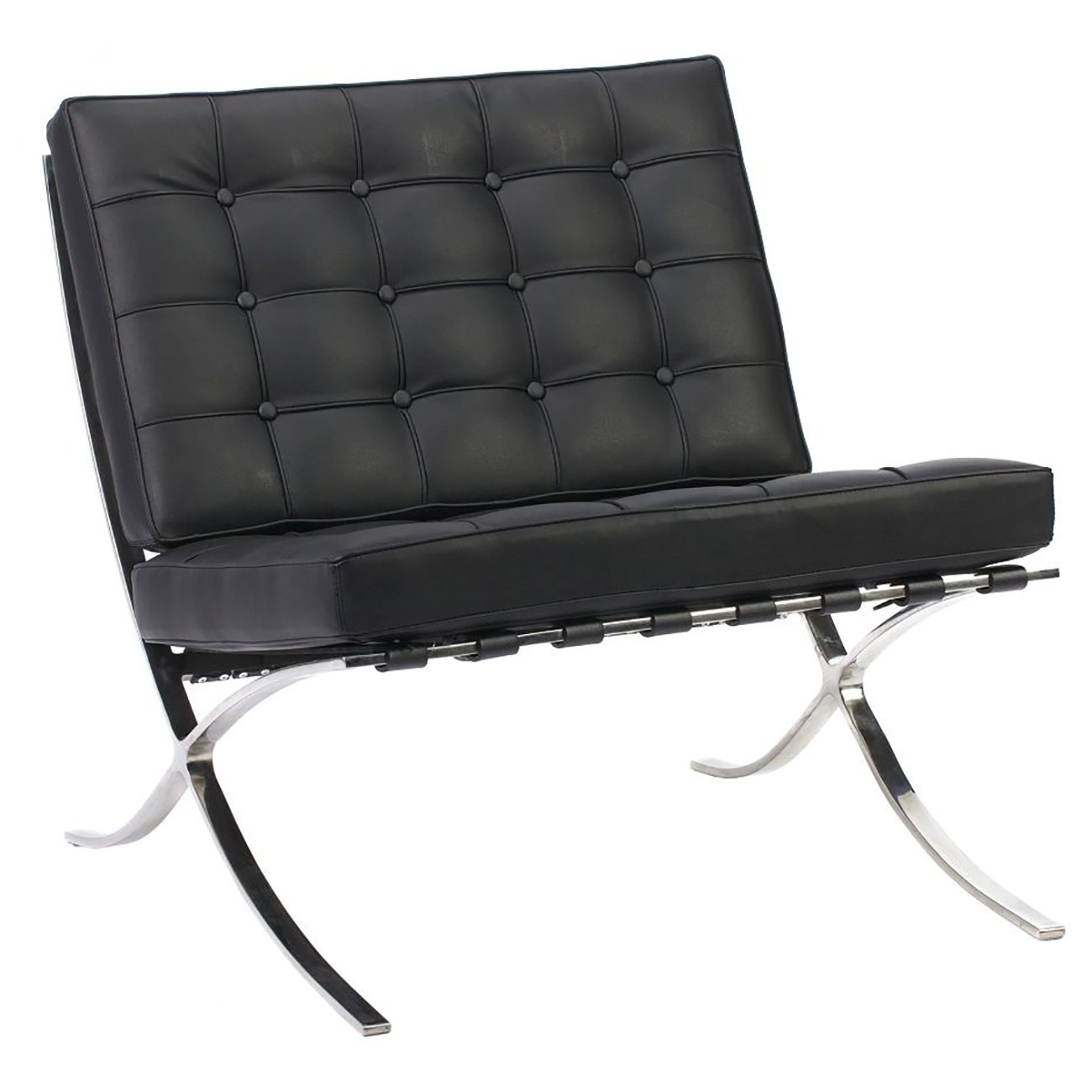 Кресло Barcelona Chair Чёрная Экокожа Р Кресло Barcelona Chair Чёрная Экокожа Р
