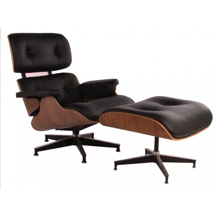 Кресло Lounge Chair & Ottoman Черная Кожа Класса Премиум Кресло Lounge Chair & Ottoman Черная Кожа Класса Премиум