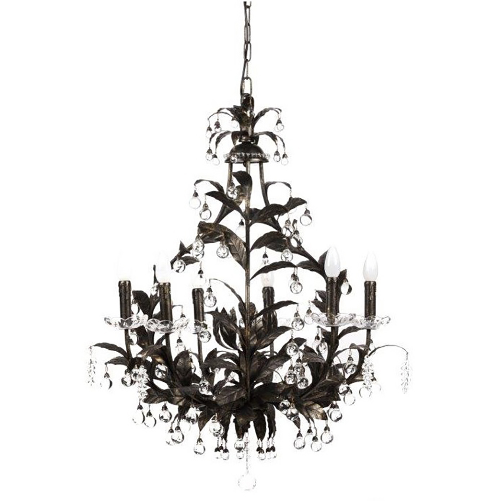 Люстра 19th C. Rococo Iron & Smoke Crystal Round Люстра 19th C. Rococo Iron & Smoke Crystal Round
