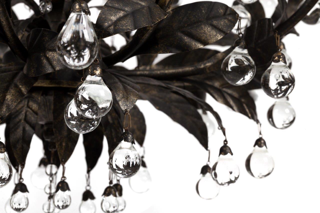 Люстра 19th C. Rococo Iron & Smoke Crystal Round Люстра 19th C. Rococo Iron & Smoke Crystal Round