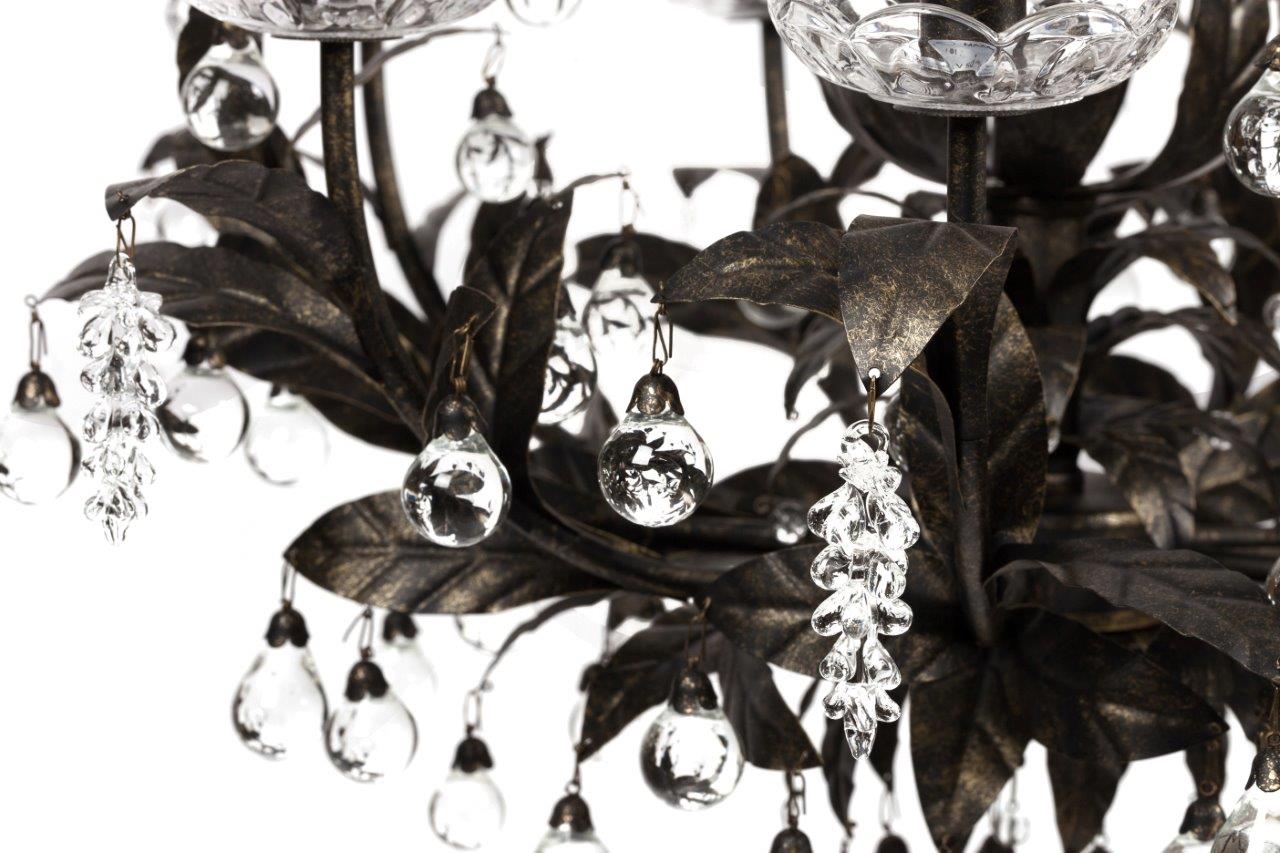Люстра 19th C. Rococo Iron & Smoke Crystal Round Люстра 19th C. Rococo Iron & Smoke Crystal Round