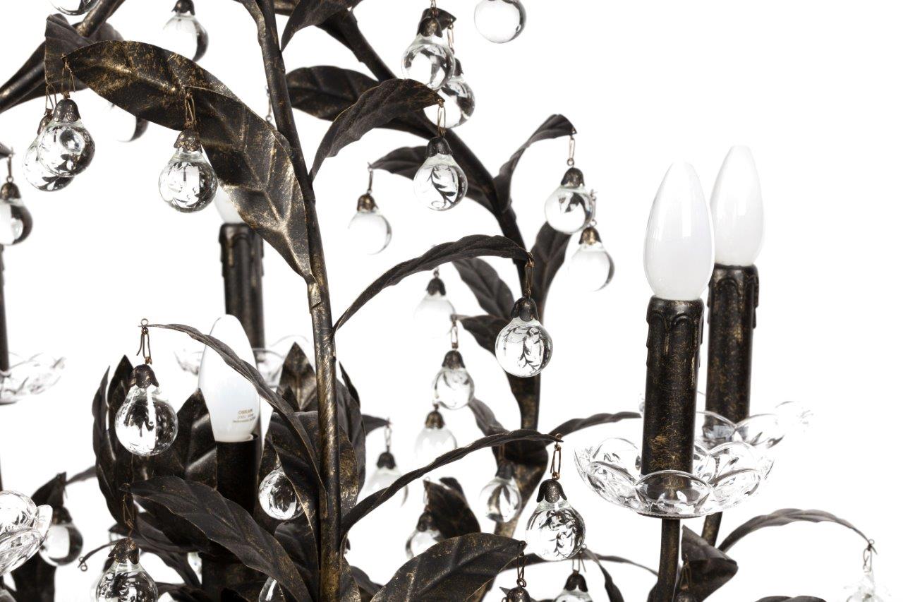 Люстра 19th C. Rococo Iron & Smoke Crystal Round Люстра 19th C. Rococo Iron & Smoke Crystal Round