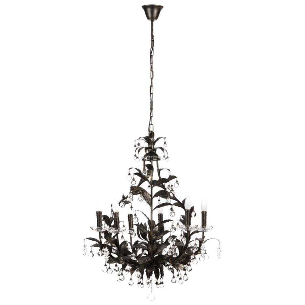 Люстра 19th C. Rococo Iron & Smoke Crystal Round Люстра 19th C. Rococo Iron & Smoke Crystal Round