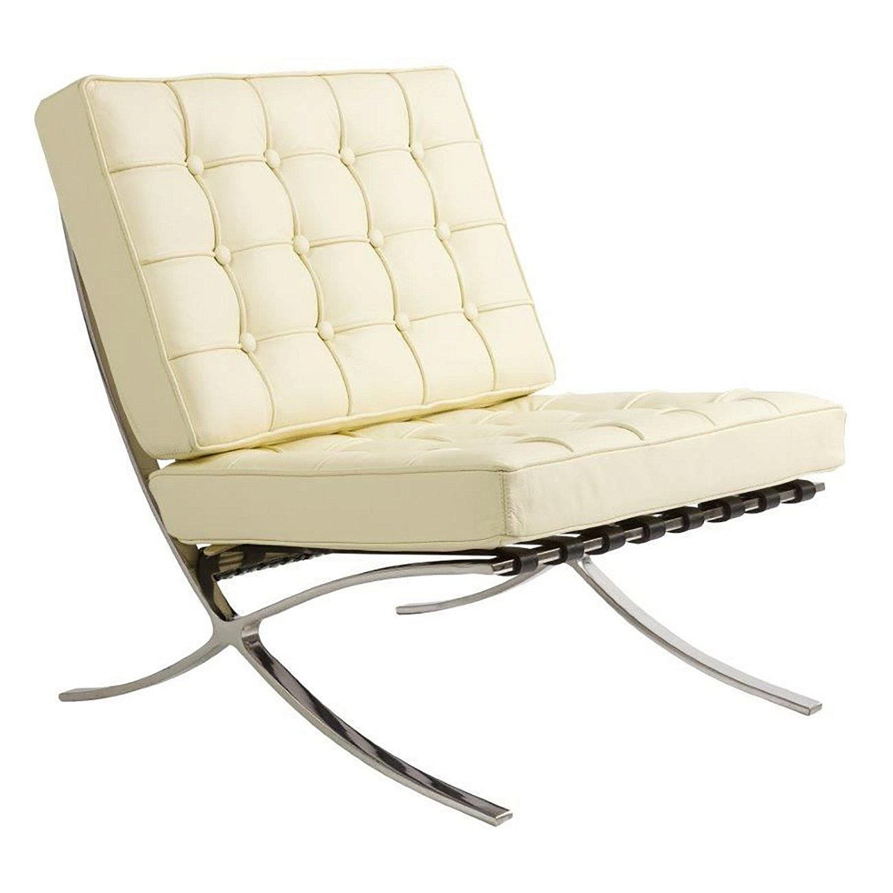 Детское кресло Barcelona Chair Кремовая Кожа Класса Премиум Детское кресло Barcelona Chair Кремовая Кожа Класса Премиум