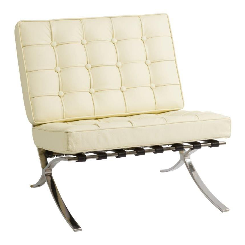 Детское кресло Barcelona Chair Кремовая Кожа Класса Премиум Детское кресло Barcelona Chair Кремовая Кожа Класса Премиум