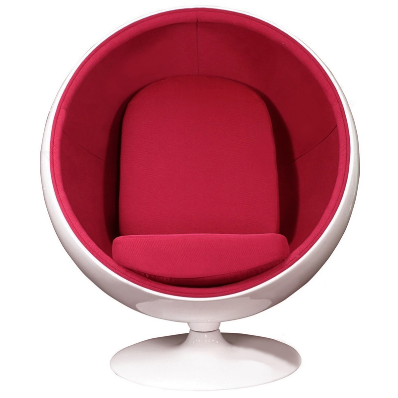 Кресло Eero Ball Chair Бело-красное Шерсть Кресло Eero Ball Chair Бело-красное Шерсть