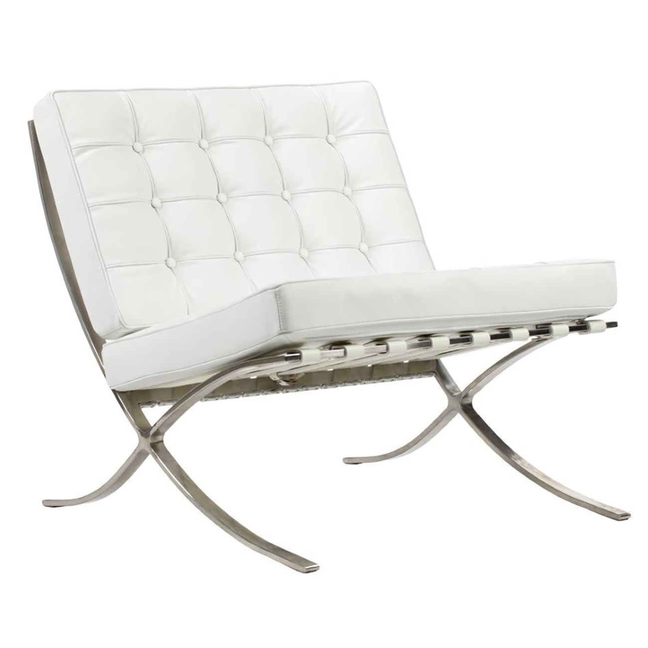 Детское кресло Barcelona Chair Белая Кожа Класса Премиум Детское кресло Barcelona Chair Белая Кожа Класса Премиум