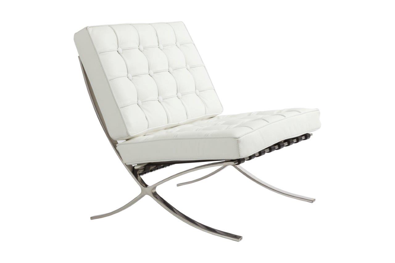Детское кресло Barcelona Chair Белая Кожа Класса Премиум Детское кресло Barcelona Chair Белая Кожа Класса Премиум