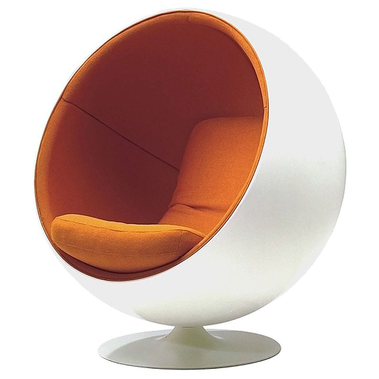 Кресло Eero Ball Chair Бело-оранжевое Шерсть Кресло Eero Ball Chair Бело-оранжевое Шерсть