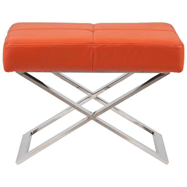 Табурет Aster X Stool Оранжевая Кожа Класса Премиум DG-HOME Классический табурет-оттоманка с весьма
лаконичным дизайном Aster X превосходно дополнит
убранство вашего помещения, а также обеспечит
дополнительный комфорт. Сиденье из поролона
покрыто натуральной кожей яркого оранжевого
цвета, металлический каркас и скрещенные
в форме X ножки из нержавеющей стали придают
табурету весьма хорошую устойчивость. Табурет
Aster X может служить как дополнением к креслу,
так и выступать в роли самостоятельного
пуфа.