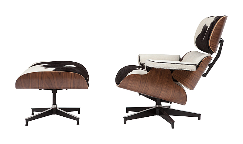 Кресло Lounge Chair & Ottoman Черно-белая Кожа Пони Класса Премиум Кресло Lounge Chair & Ottoman Черно-белая Кожа Пони Класса Премиум