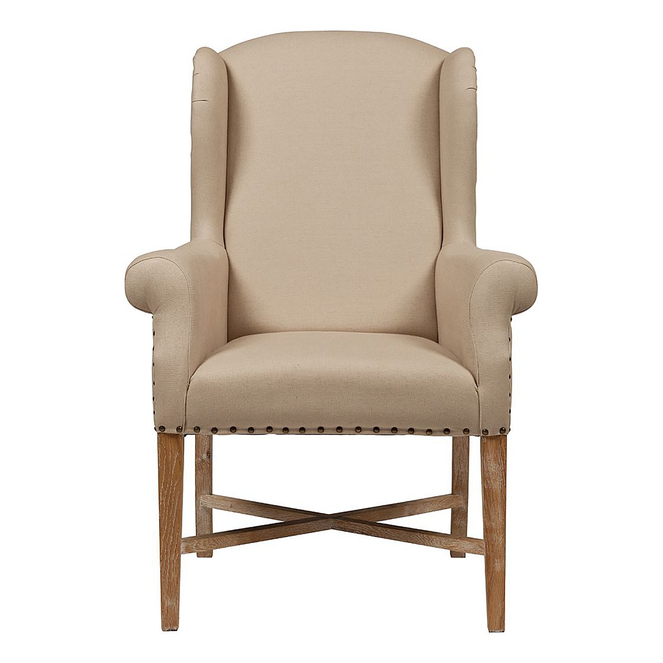 Кресло French Wing Chair Кремовый Лен Кресло French Wing Chair Кремовый Лен