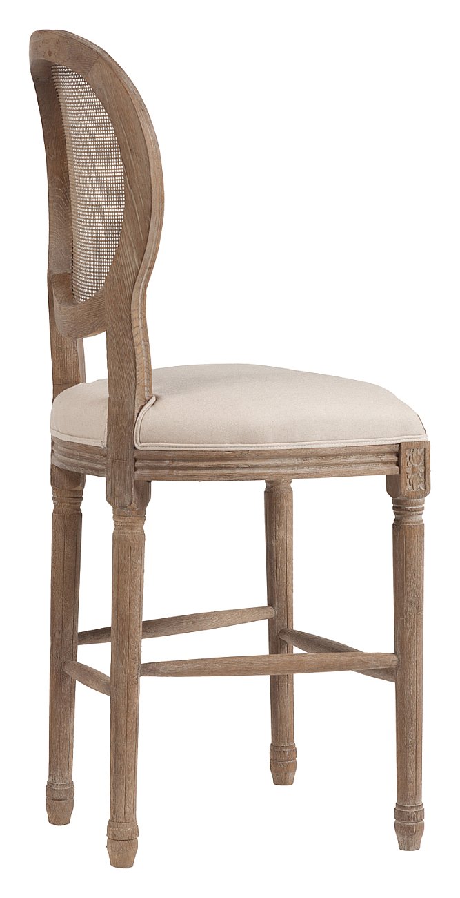 Барный стул Vintage French Round Cane Back Кремовый Лен Барный стул Vintage French Round Cane Back Кремовый Лен