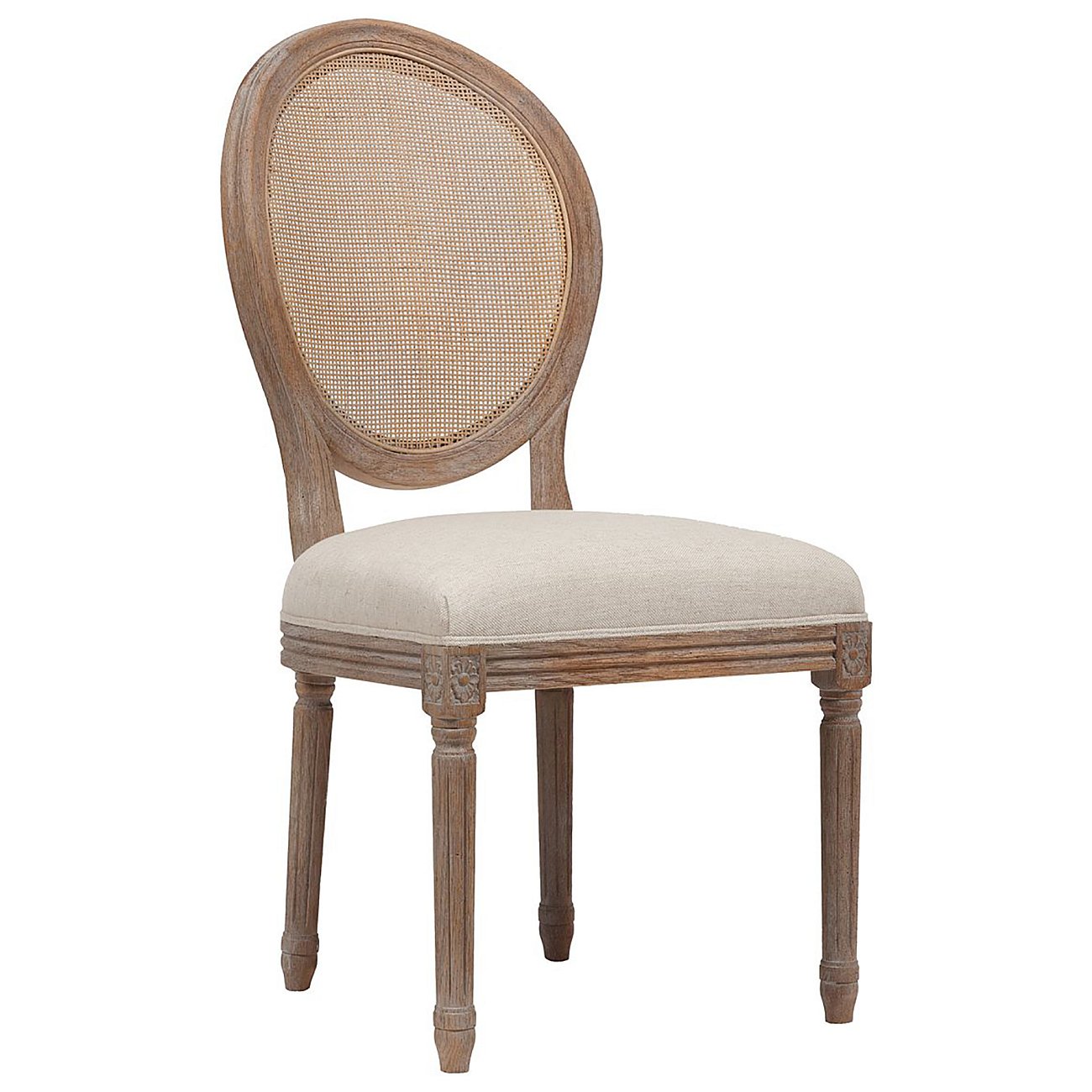Стул Vintage French Round Cane Back Кремовый Лен Стул Vintage French Round Cane Back Кремовый Лен