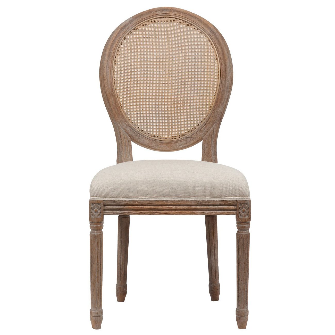 Стул Vintage French Round Cane Back Кремовый Лен Стул Vintage French Round Cane Back Кремовый Лен