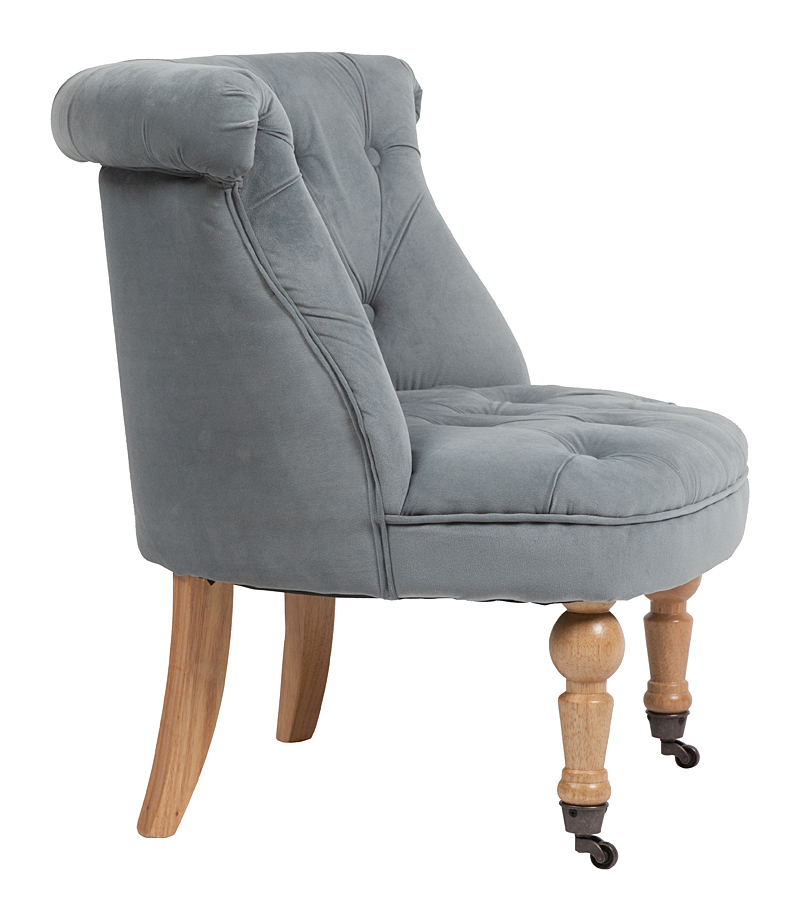 Кресло Amelie French Country Chair Серо-синий Вельвет Кресло Amelie French Country Chair Серо-синий Вельвет
