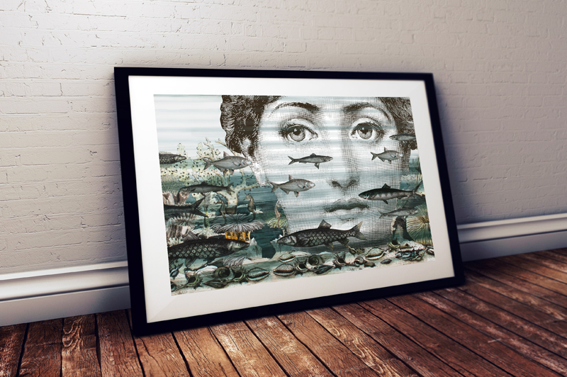 Постер Fornasetti and fish A3 Постер Fornasetti and fish A3