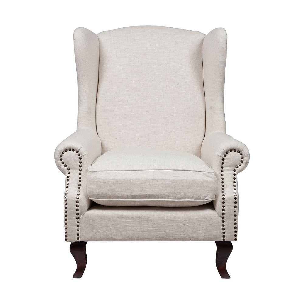 Кресло Collins Wingback Chair Белый Лён DG-HOME Элегантное и шикарное кресло Collins Wingback
Chair в стиле модерн — это воплощение королевской
роскоши и шарма. Оно подойдет и для современного,
и для классического интерьера. Каркас и
ножки изготовлены из натуральной берёзы
коричневого цвета, а обивка — из прочной
ткани кремового оттенка, состоящей на 20%
из льна и 80% полиэстера. Обивка декорирована
мебельными кнопками, которые расположены
по всей поверхности подлокотников.