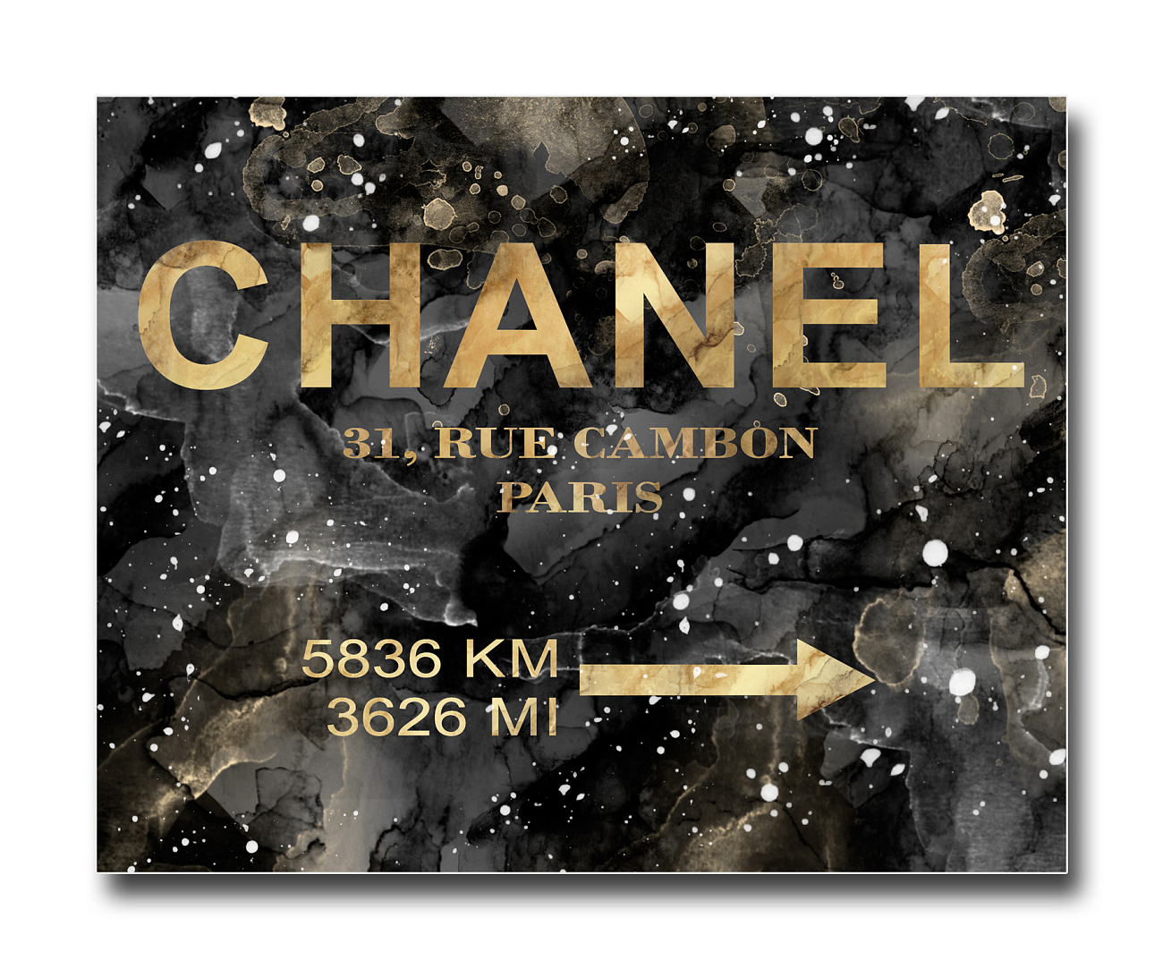 Постер Chanel на чёрном в золотом A3 Постер Chanel на чёрном в золотом A3