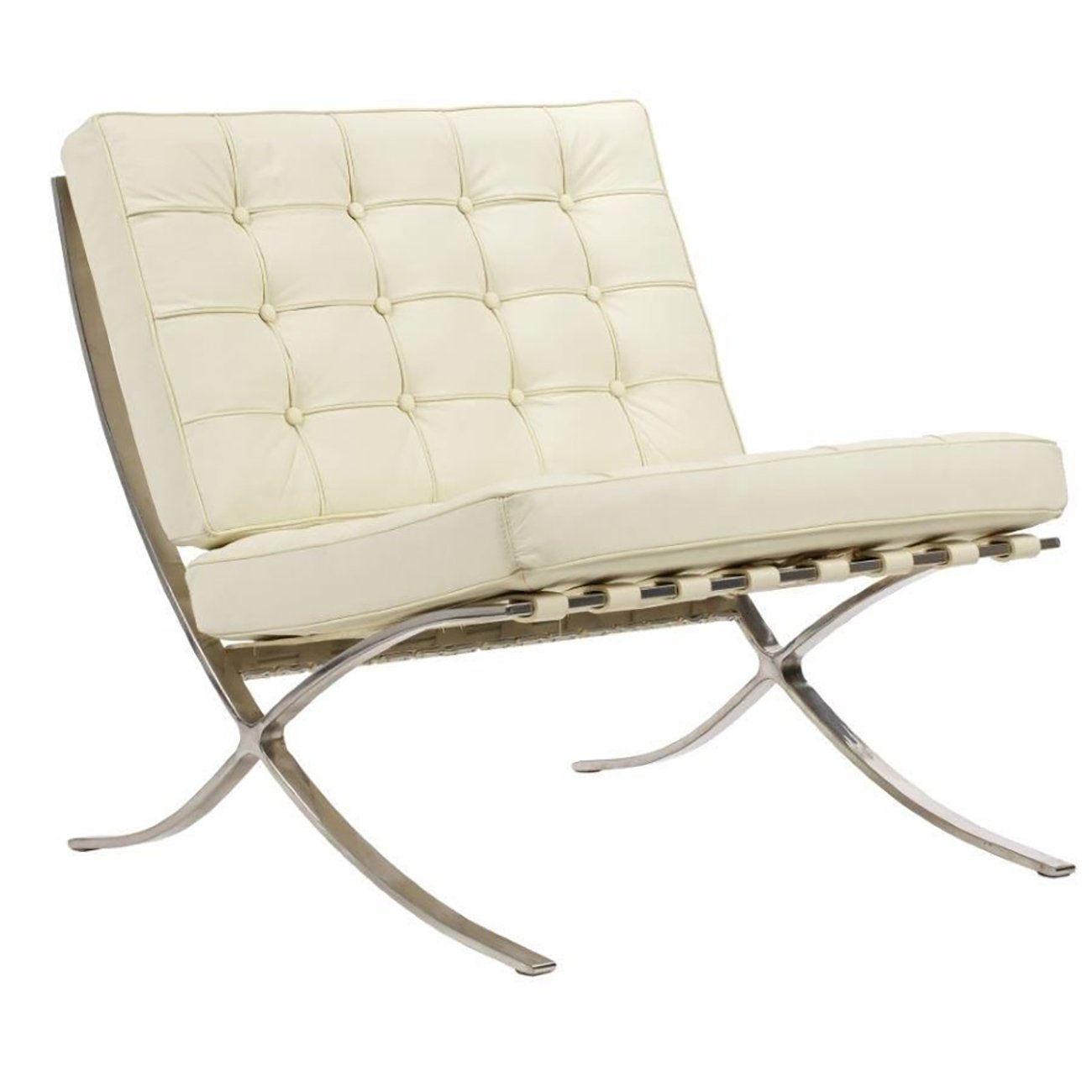 Кресло Barcelona Chair Кремовое Кожа Класса Премиум Кресло Barcelona Chair Кремовое Кожа Класса Премиум