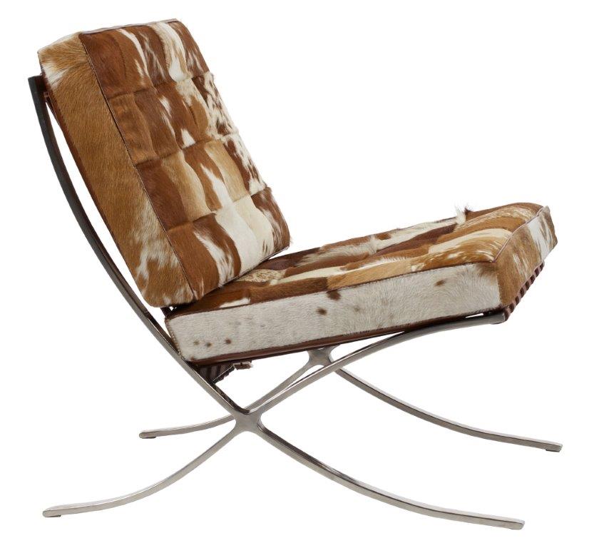 Кресло Barcelona Chair Коричнево-белая Кожа Пони Класса Премиум Кресло Barcelona Chair Коричнево-белая Кожа Пони Класса Премиум