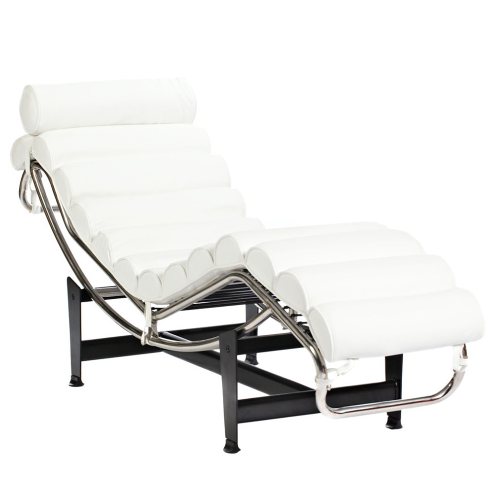 Фото Кушетка Chaise Longue Белая Кожа Класса Премиум. Купить с доставкой
