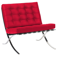 Кресло кожаное дизайнерское красное со стежкой Barcelona Chair