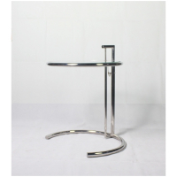 Столик журнальный металлический со стеклянной столешницей хром Eileen Gray Style Coctail Table E1027