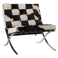 Кресло дизайнерское черно-белое со стежкой Barcelona Chair