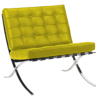 Кресло кожаное с хромированными ножками желтое Barcelona Chair