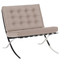 Кресло дизайнерское серая экокожа со стежкой Barcelona Chair