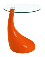 Приставной столик стеклянный на оранжевой ножке 50 см Scoop Side Table