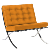Кресло дизайнерское оранжевая экокожа со стежкой Barcelona Chair