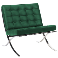 Кресло мягкое с металлическими ножками зеленое Barcelona Chair