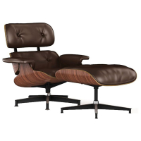 Кресло кожаное коричневое с подставкой для ног Lounge Chair & Ottoman