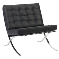 Кресло кожаное с хромированными ножами графит Barcelona Chair