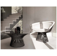 Журнальный столик со стеклянной столешницей хром Platner