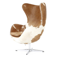 Кресло-яйцо напольное коричнево-белое Egg Chair