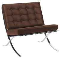 Кресло дизайнерское коричневая экокожа со стежкой Barcelona Chair