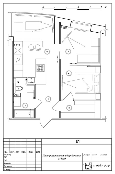 Интерьер с проходной, проект «Лыжный пер. Квартира 58.3 м²»