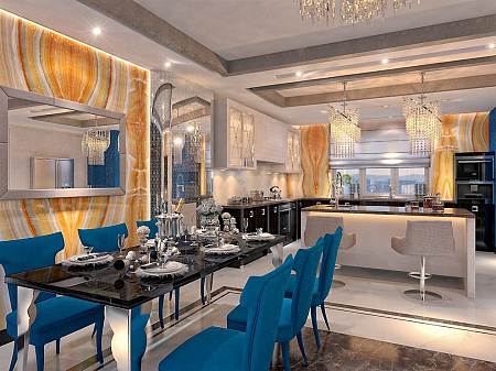 Интерьер кухни в современном стиле, проект «LUXURY»