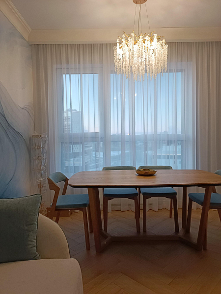 Интерьер столовой, проект «Льдинка на солнце ЖК Clever Park Екатеринбург 89,3 м2, Квартира»