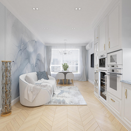 Интерьер, проект «Льдинка на солнце ЖК Clever Park Екатеринбург 89,3 м2, Квартира»