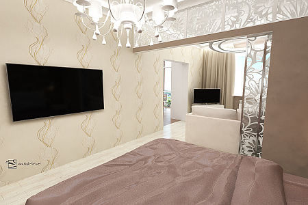 Интерьер спальни, проект «Лыжный пер. Квартира 58.3 м²»