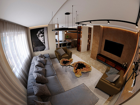 Интерьер гостиной в стиле лофт, проект «Квартира в стиле LOFT»