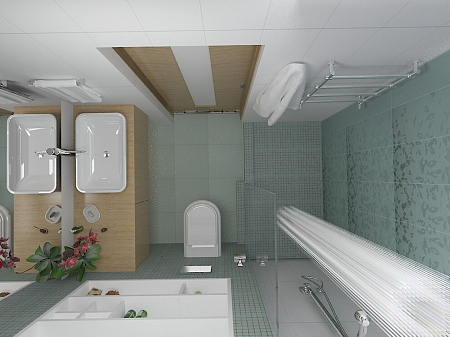 Интерьер ванной cовмещенным санузлом в классическом стиле, проект «Soul Kitchen»