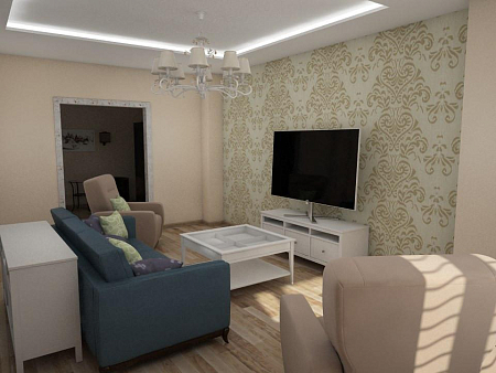 Интерьер гостиной, проект «3D визуализация квартиры для молодой семьи»